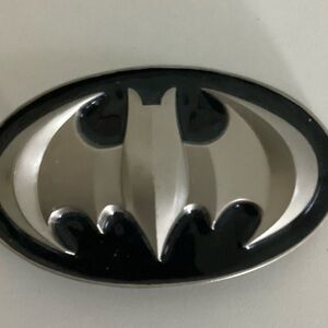 Black and Silver Batman Logo Belt Buckle